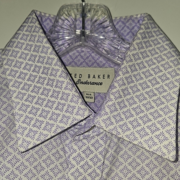 Ted Baker Endurance Men's Diamond Geo Print Button Down Shirt Light Purple 15.5 - Picture 3 of 11